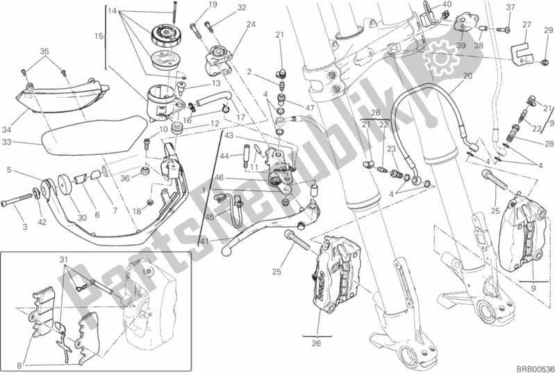 All parts for the Front Brake System of the Ducati Multistrada 1200 Enduro USA 2016
